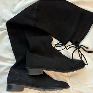 Stuart Weitzman thigh high suede black boots size 8